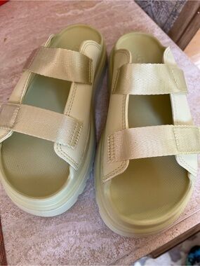 UGG Double-Strap Slide Sandals in Pale Lime